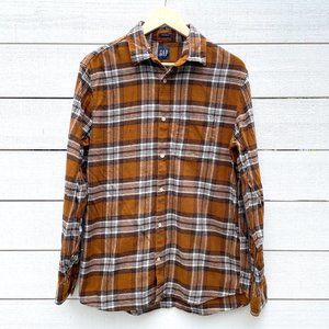Men's Gap flannel shirt, plaid, brown, size medium